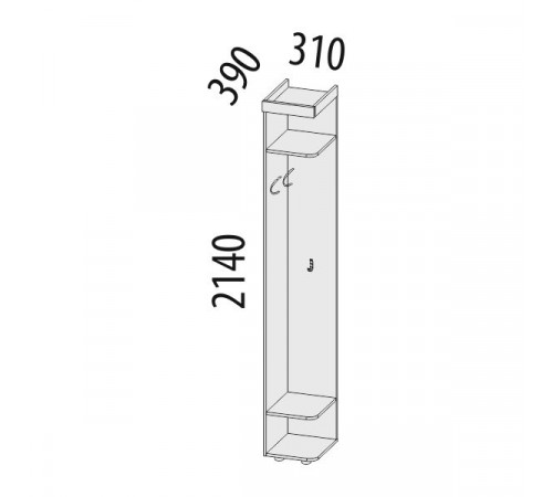 Угловой стеллаж-вешалка Мэри 39.15 левая